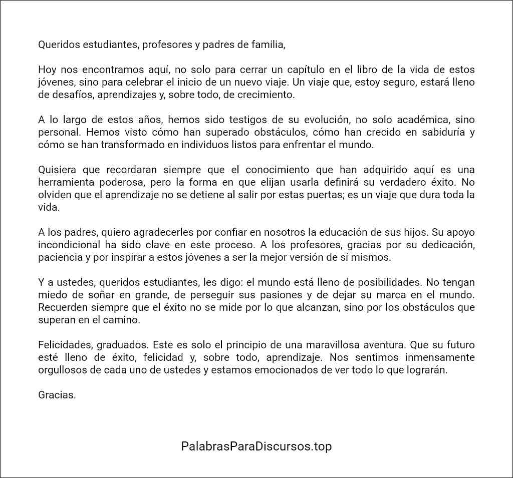 el mejor Discurso de despedida para alumnos de secundaria 